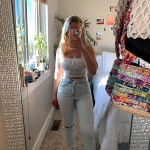 SOLD AE Strigid Super Light Wash Mom Jean